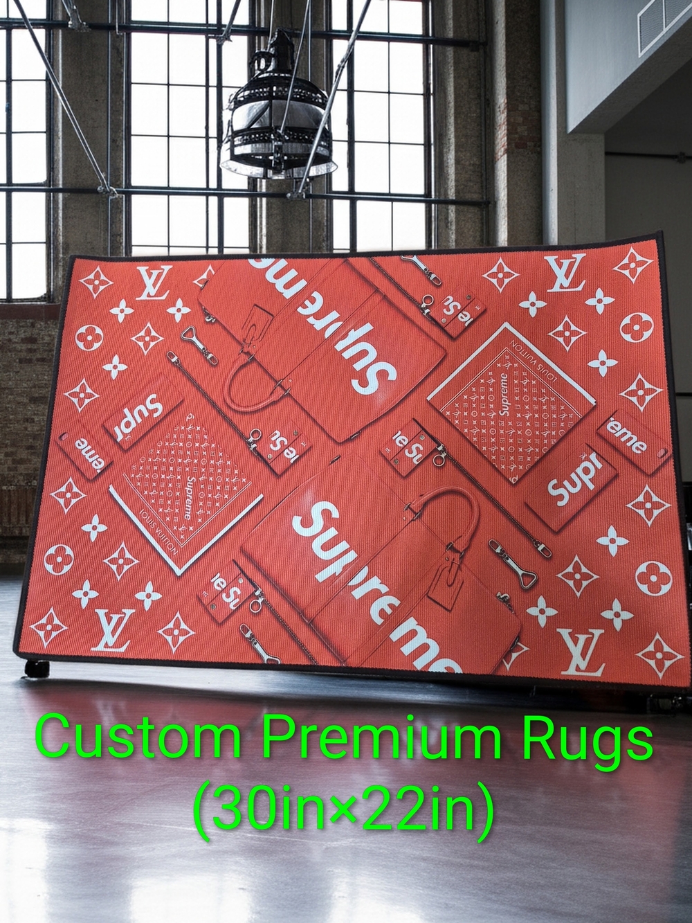 Premium Custom Red & White Rug Size (30in×22in) New